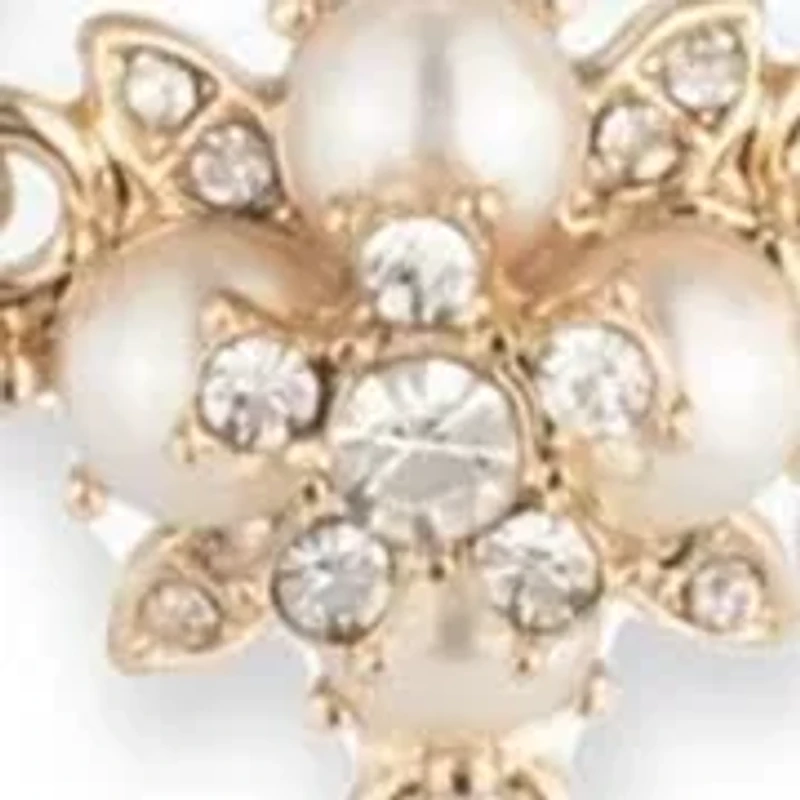 Gold Tone Pearl Pendant Frontal Necklace