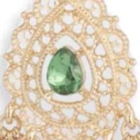 Gold Multi-layered Green Crystal Pendant Necklace