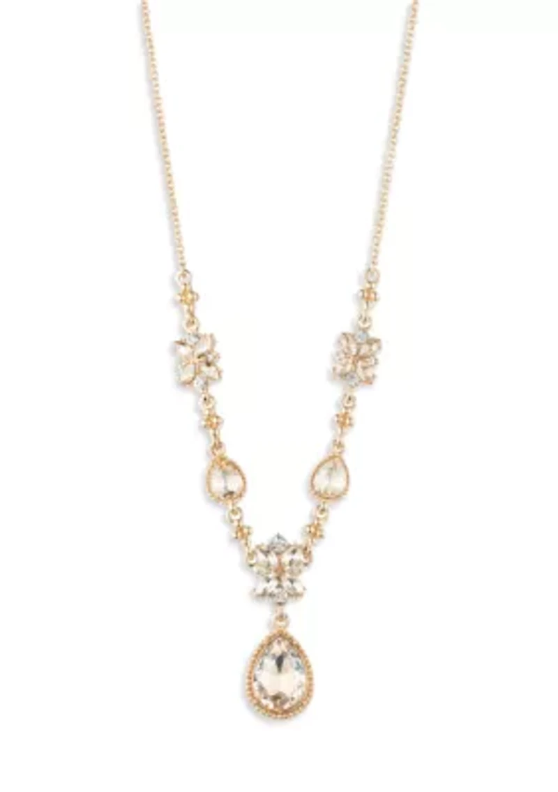 Crystal Y-Neck Cluster Necklace