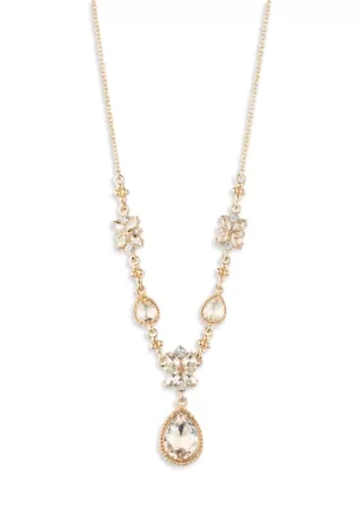 Crystal Y-Neck Cluster Necklace
