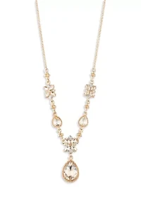 Crystal Y-Neck Cluster Necklace