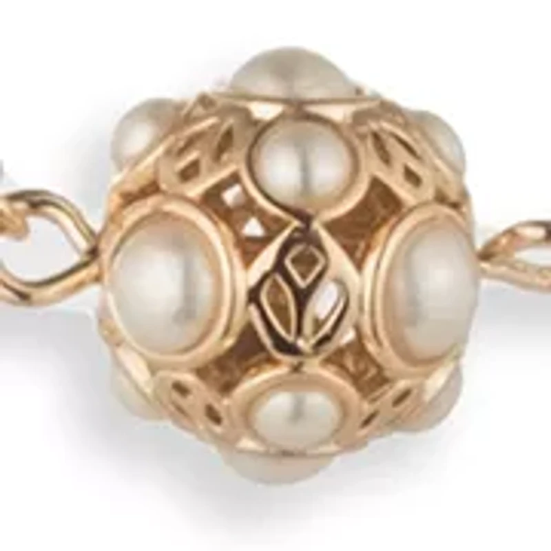 Gold Tone Pearl Collar Necklace