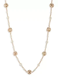 Gold Tone Pearl Collar Necklace