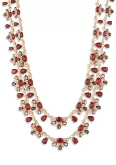 Red Crystal Multi Row Necklace