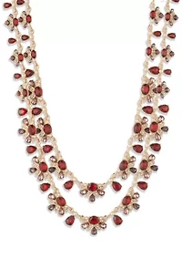 Red Crystal Multi Row Necklace