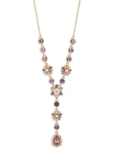 Purple Floral Y Necklace
