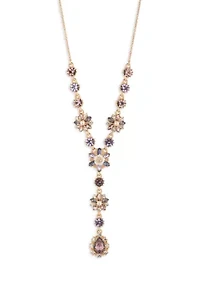 Purple Floral Y Necklace