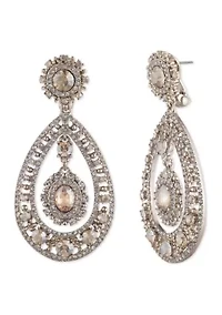 Gold Tone Filigree Chandelier Earrings