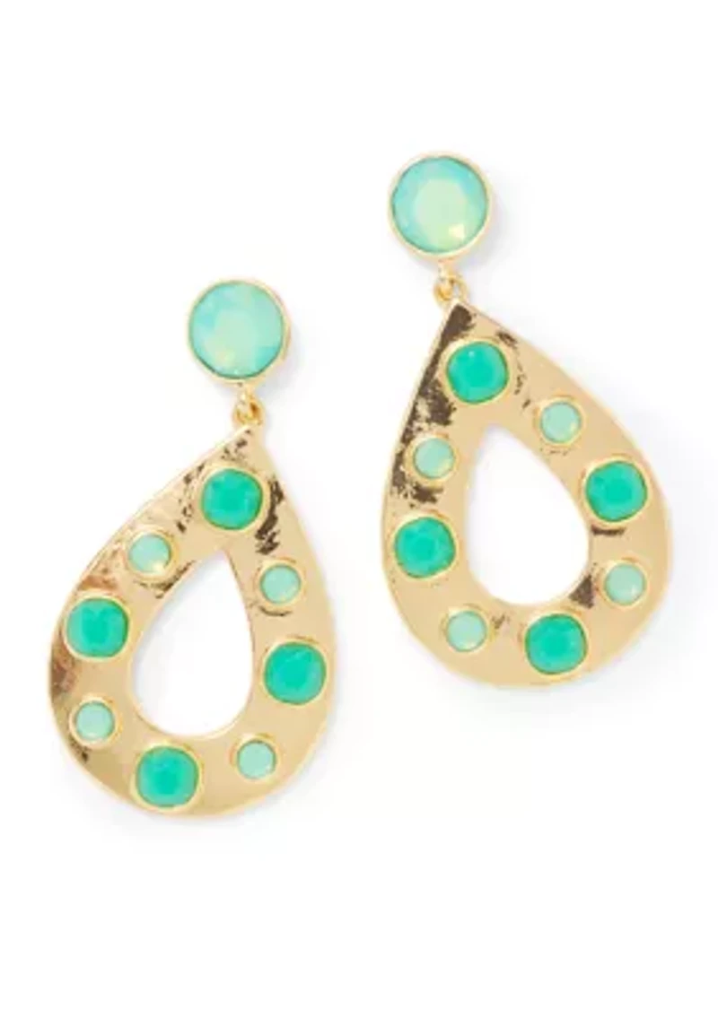 Stone Inlay Oval Orbital Earrings