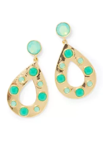 Stone Inlay Oval Orbital Earrings
