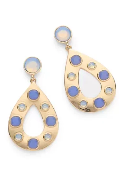 Stone Inlay Oval Orbital Earrings