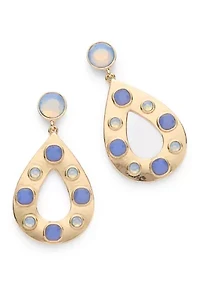 Stone Inlay Oval Orbital Earrings