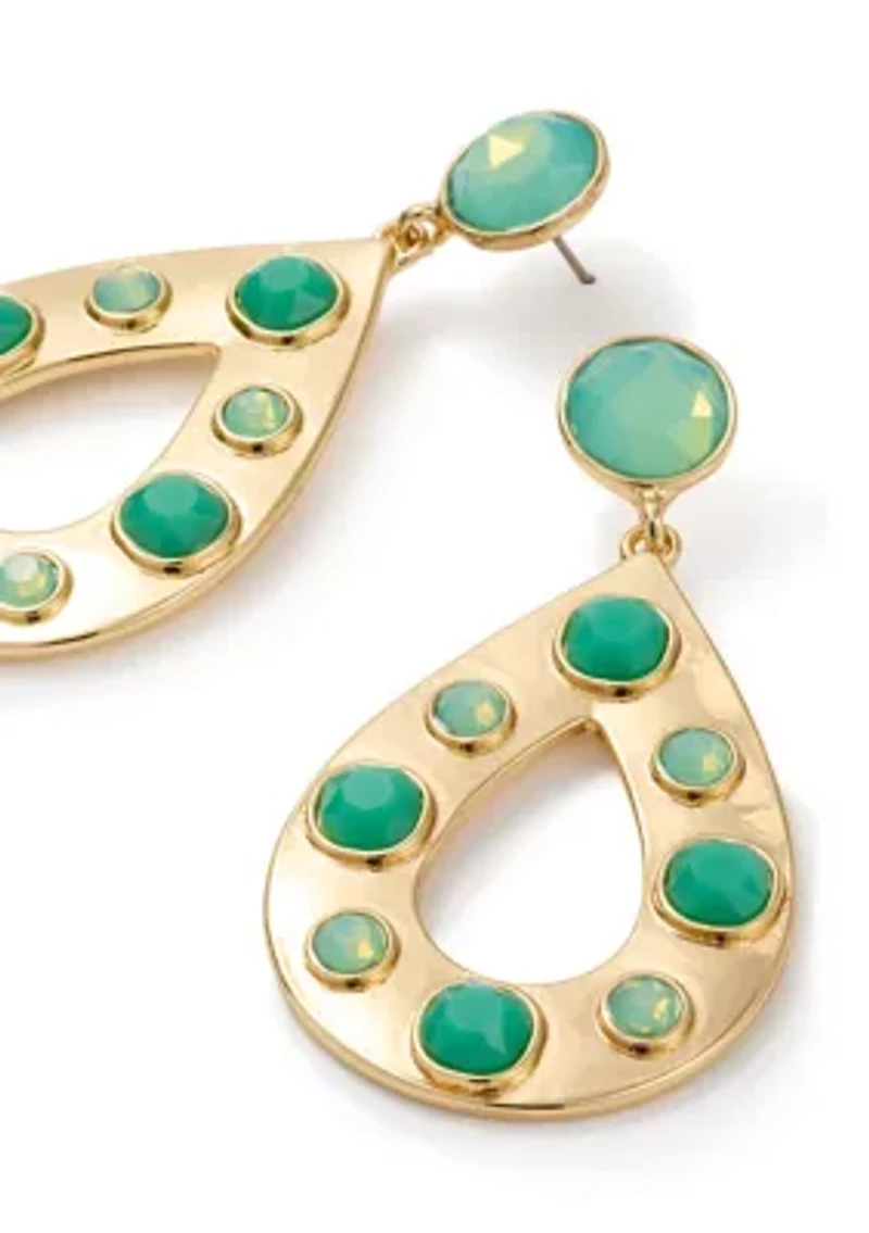 Stone Inlay Oval Orbital Earrings