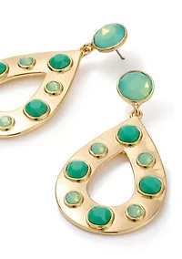 Stone Inlay Oval Orbital Earrings