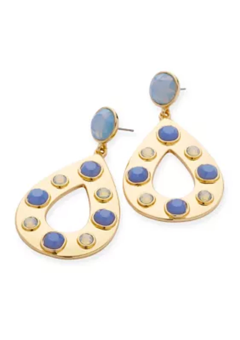 Stone Inlay Oval Orbital Earrings
