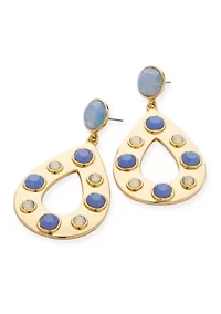 Stone Inlay Oval Orbital Earrings