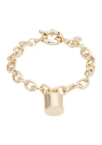 Gold Tone Flex Lock Charm Bracelet