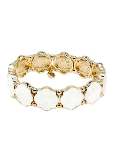 Gold Tone Foil Motif Stretch Bracelet