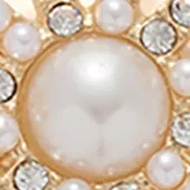 Gold Tone Starburst Pearl Flex Bracelet