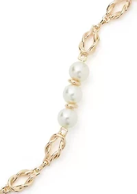 Gold Tone Pearl Twist Flex Bracelet