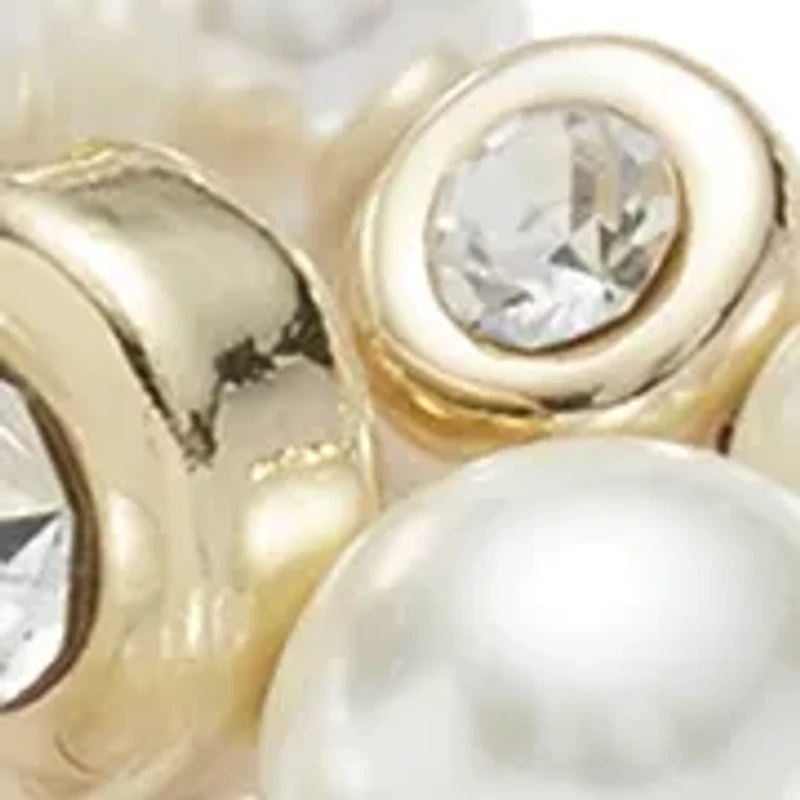 Gold Tone Pearl Bexel Stretch Bracelet Set