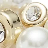 Gold Tone Pearl Bexel Stretch Bracelet Set