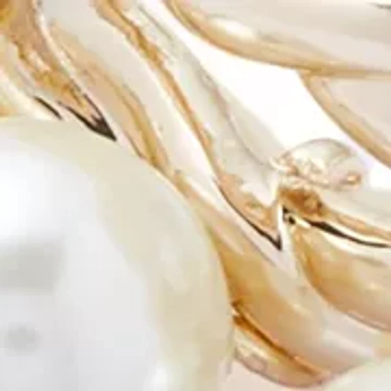 Gold Tone Pearl Stretch Bracelet