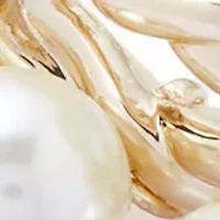 Gold Tone Pearl Stretch Bracelet