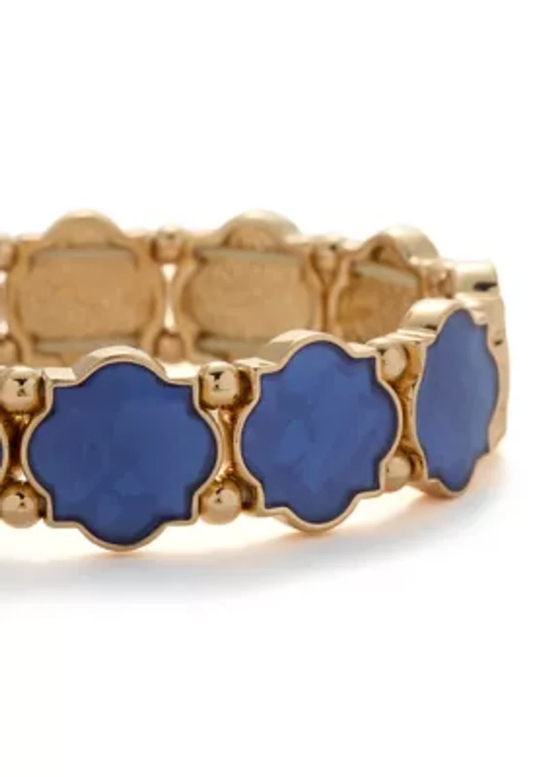 Gold Tone Foil Motif Stretch Bracelet