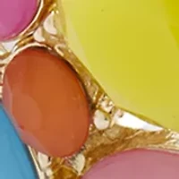 Gold Tone Multi Milky Cluster Stretch Bracelet