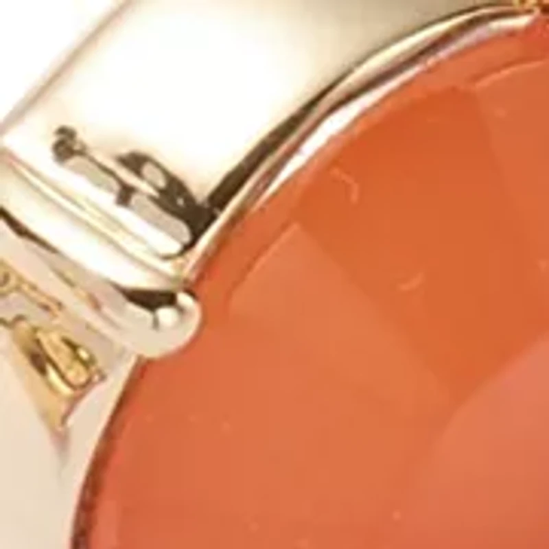 Gold Tone Multi Milky Double Stone Cuff Bracelet