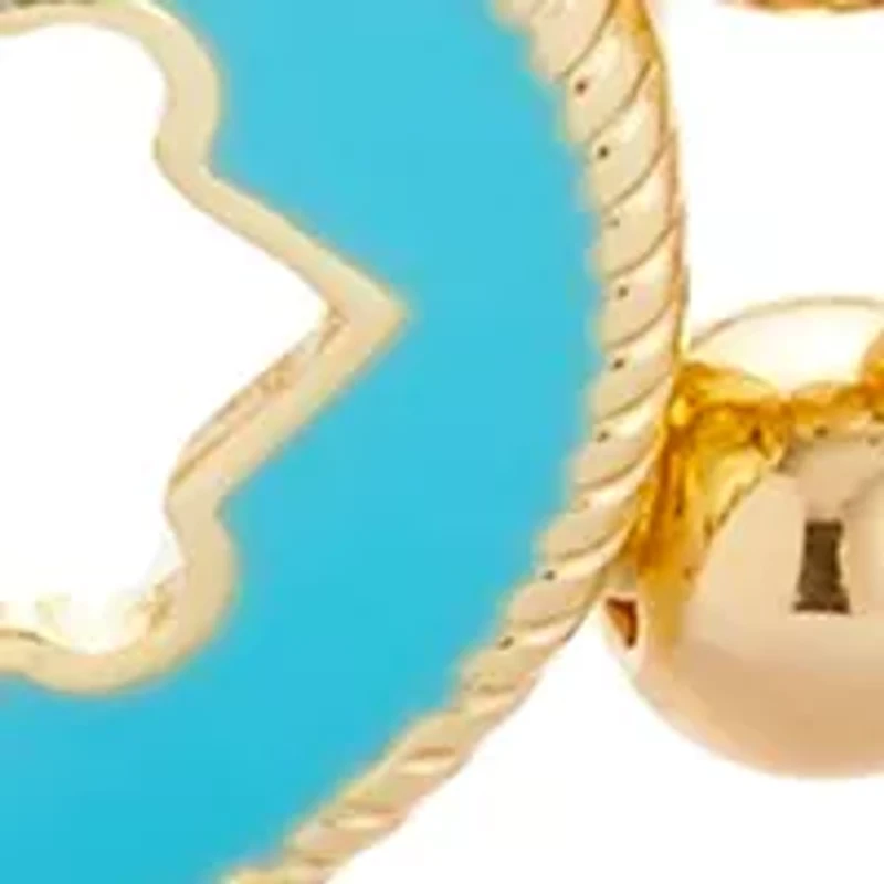 Gold Tone Enamel Quatrefoil Stretch Bracelet