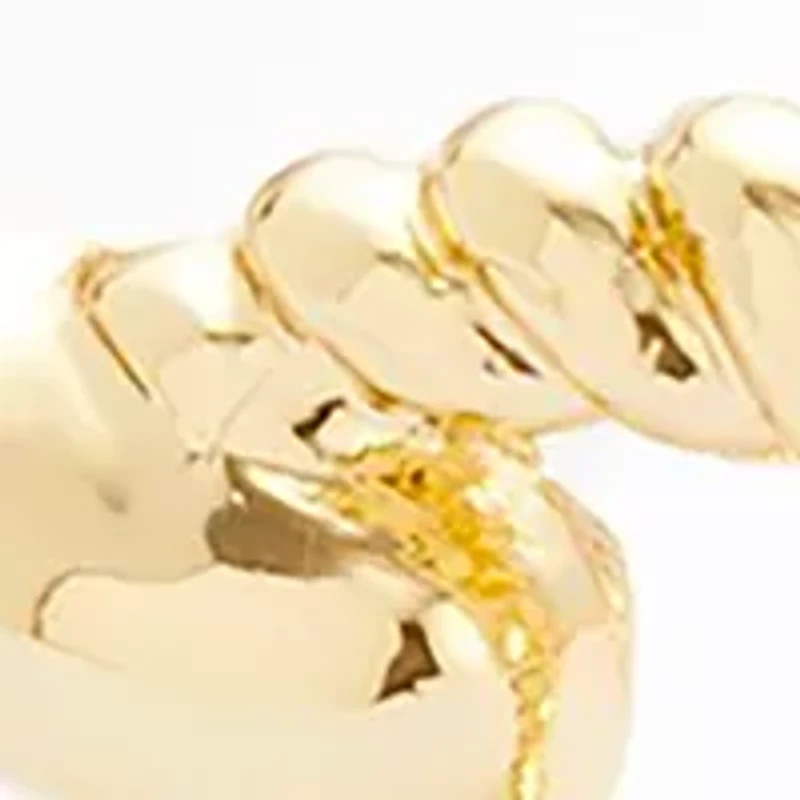 Gold Tone Ribbed Metal Cuff Bracelet
