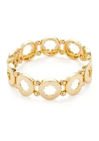 Gold Tone Enamel Quatrefoil Stretch Bracelet