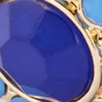 Gold Tone Blue Stone Cluster Stretch Bracelet