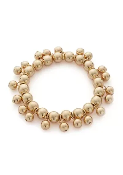 Gold Tone Shaky Bead Stretch Bracelet