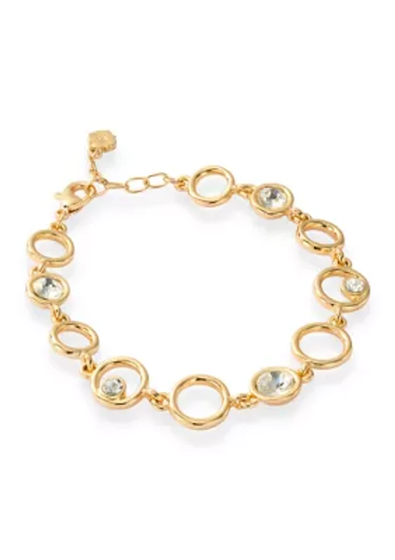 Gold Tone Crystal Bezel Orbital Bracelet