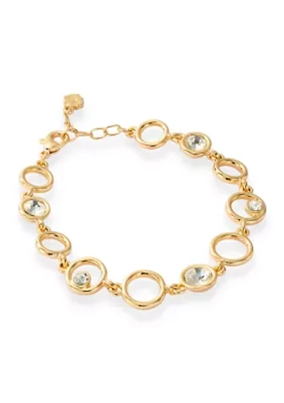 Gold Tone Crystal Bezel Orbital Bracelet