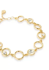Gold Tone Crystal Bezel Orbital Bracelet