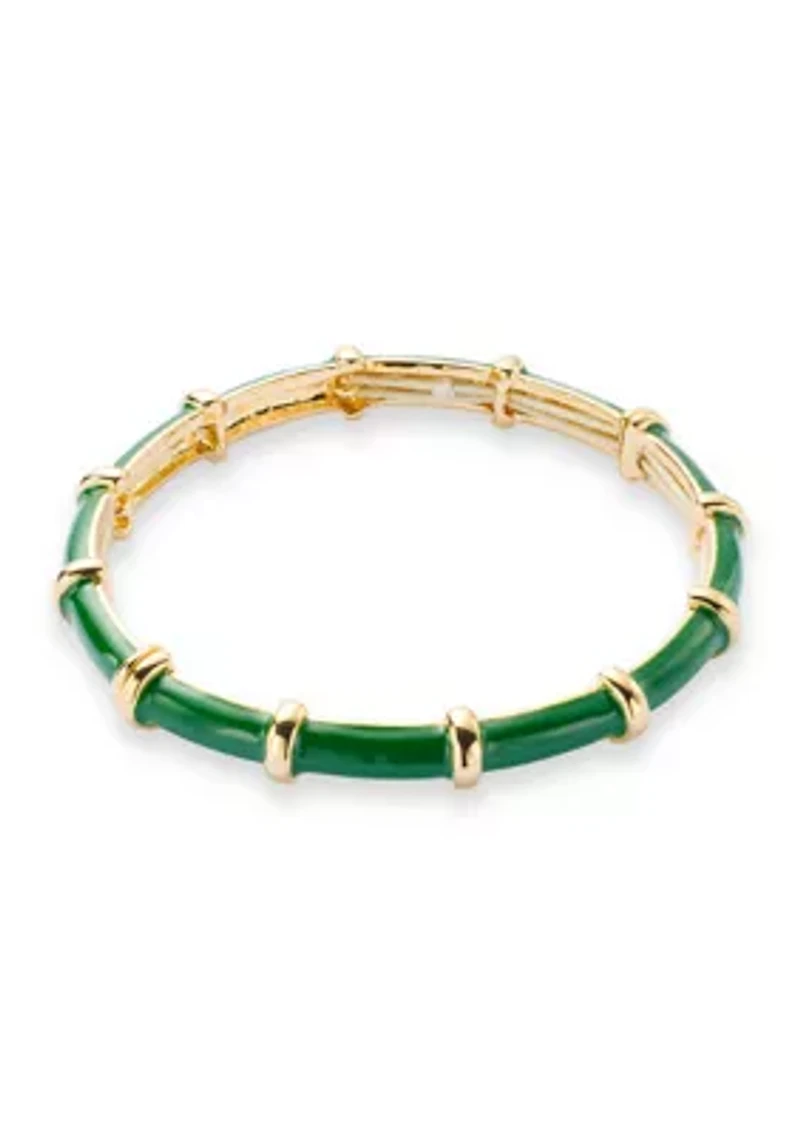 Gold Tone Enamel Stretch Bracelet