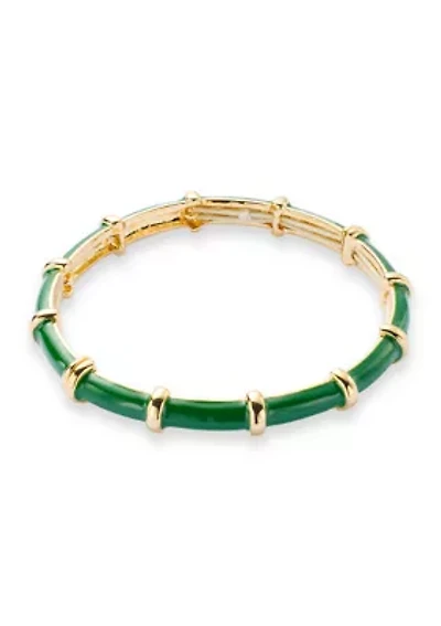 Gold Tone Enamel Stretch Bracelet