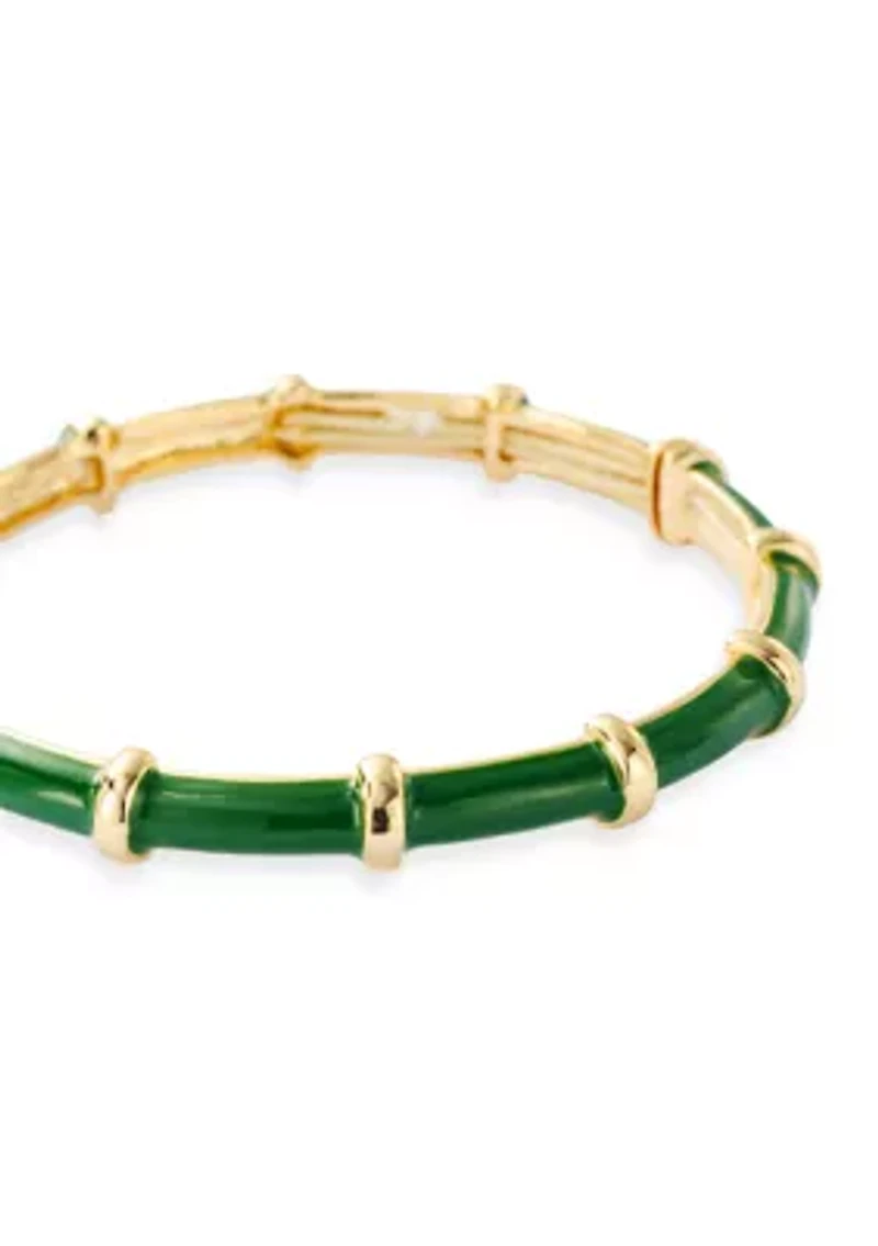 Gold Tone Enamel Stretch Bracelet