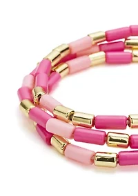 Gold Tone Bead Stretch Trio Bracelet Set