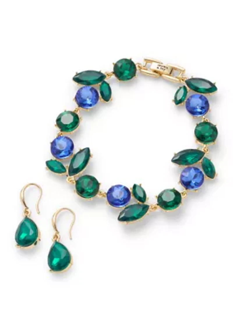Drop Earrings and Stone Cluster Bracelet Set