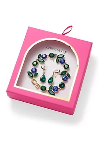 Drop Earrings and Stone Cluster Bracelet Set