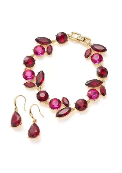 Drop Earrings and Stone Cluster Bracelet Set