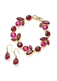 Drop Earrings and Stone Cluster Bracelet Set