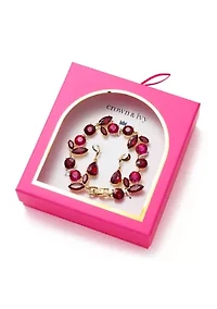 Drop Earrings and Stone Cluster Bracelet Set