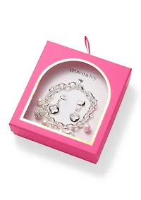 Quatrefoil Drop Charm Bracelet and Earrings Set