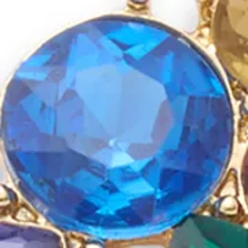 Gold Tone Cluster Stud Earrings and Multirow Pendant Necklace Set